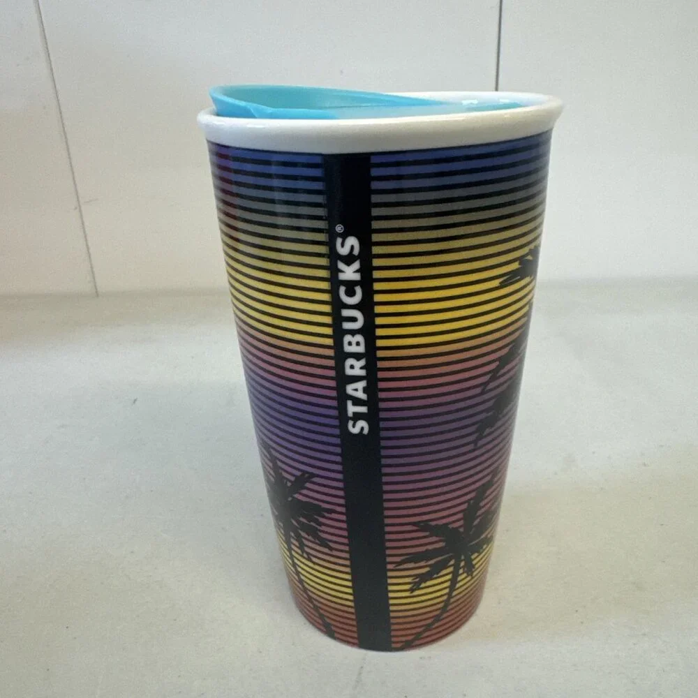 Starbucks Florida Retro Graphic Travel 12oz Double Wall Ceramic‎ Tumbler Cup